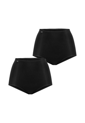 Deux culottes féminines noires taille haute sans coutures avec ceintures élastiques, affichées sur un fond blanc.