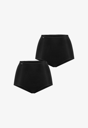 Deux culottes féminines noires taille haute sans coutures avec ceintures élastiques, affichées sur un fond blanc.