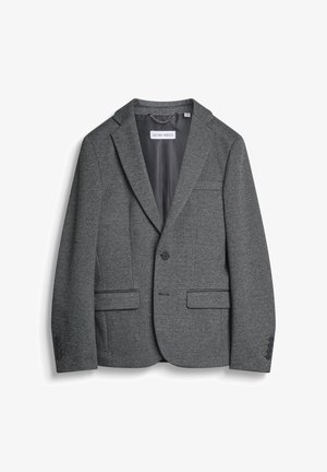 Grijze wol-mix blazer met een notch revers, twee voorklauwen, een sluiting met één knop en vierknop cuffs. Gladde binnenvoering.