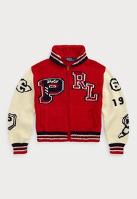 WOOL BLEND ZIP LETTER CARDIGAN - Vest - red multi