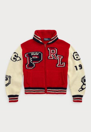 Polo Ralph Lauren WOOL BLEND ZIP LETTER CARDIGAN - Chaqueta de punto - red multi