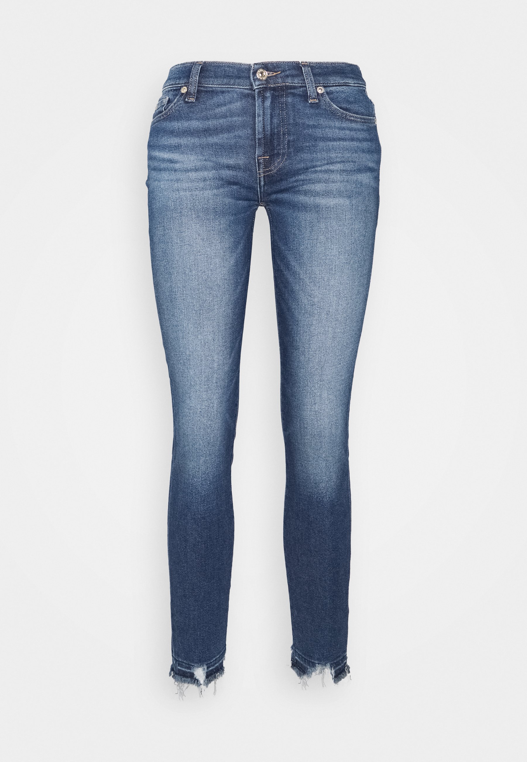 7 for all mankind CROP LUXE VINTAGE PACIFIC GROVE DISTRESSED - Aptempti  džinsai - mid blue/mėlynų džinsų - Zalando.lt