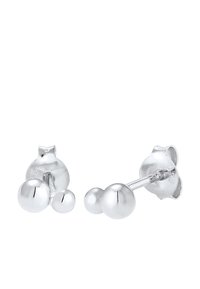 Srebrne naušnice s klinom koje sadrže dvije sferne kuglice različitih veličina. Glatka površina s poliranim završetkom, pričvršćene leptir kopčom.