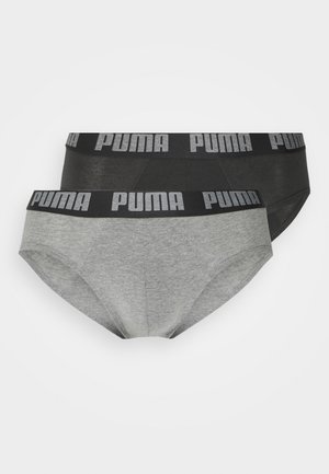 BASIC BRIEF 2 PACK - Slip - dark grey melange/black
