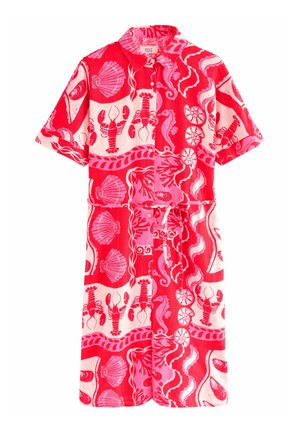 Next PETITE FIT - SHORT SLEEVE WAIST MIDI - Shirt dress - pink shell print
