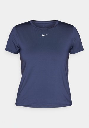Marineblå kortærmet sportstrøje lavet af glat, letvægtsstof, med et lille hvidt Nike-logo på brystet.