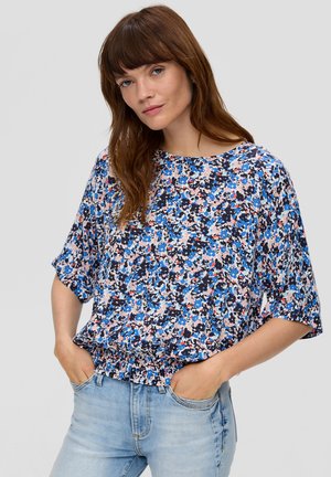 MIT GESMOKTEM BUND - Bluse - blau