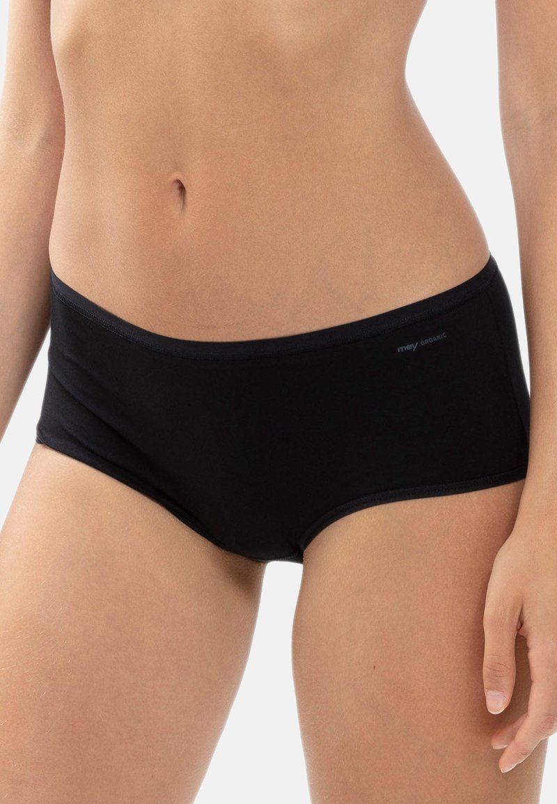 Svarta hipsterunderkläder i mjukt tyg, med en sömlös design, slät midjeband och minimal varumärkesdetalj.