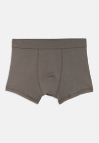 Boxer shorts de algodón gris con una suave banda elástica en la cintura, que cuentan con un bolsillo delantero y detalles de costura mínimos.