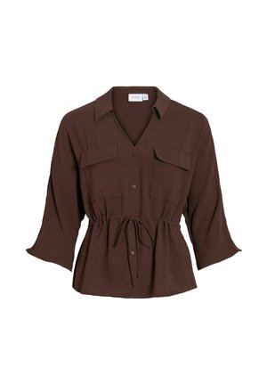 VILA, 3/4 SLEEVED SHIRT VISURASHIL V-NECK - Chemisier - coffee bean