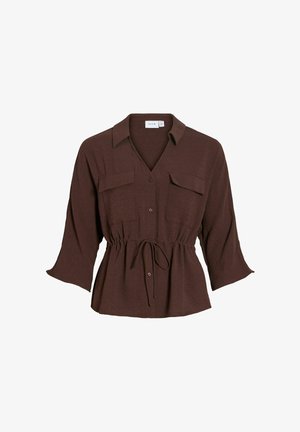 VILA, 3/4 SLEEVED SHIRT VISURASHIL V-NECK - Chemisier - coffee bean
