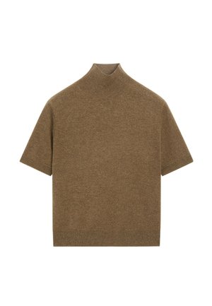 Massimo Dutti, Flowing midi dress with linen - T-shirt basic - dark brown