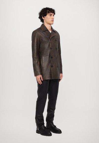 STUDIO ID PAUL DOUBLE BREASTED JACKET DISTRESSED - Abrigo corto - black aged