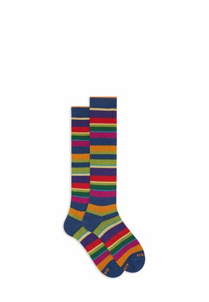 WITH STRIPES - Knee high socks - blue denim