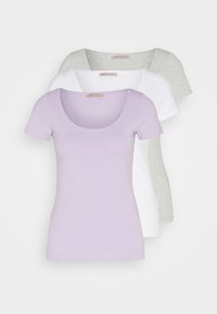 3 PACK - T-shirts - purple/white/mottled light grey