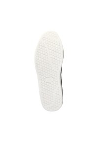 Suela de zapato que presenta un material de goma blanca con un patrón hexagonal para tracción, los bordes son ligeramente curvados y tiene una textura suave.
