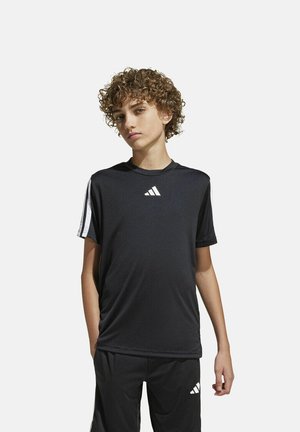 ESSENTIALS 3 STRIPES TEE - T-shirt de sport - black white