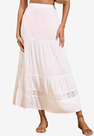 TIERED EMBROIDERED  REGULAR FIT - Jupe longue - white