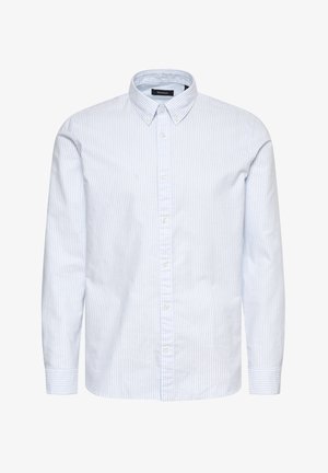 Gaišā zils un balts vertikāls svītrains garām piedurknēm pogājams krekls. Ar norādītu apkakli un priekšējo pogu aizdari. Izgatavots no kokvilnas materiāla.