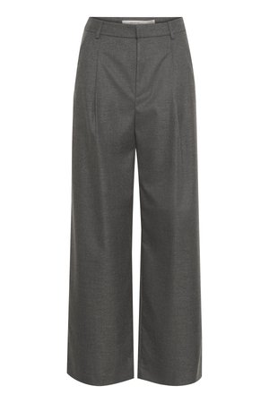 Gestuz PAULA WIDE PANTS  - Trousers - dark grey melange