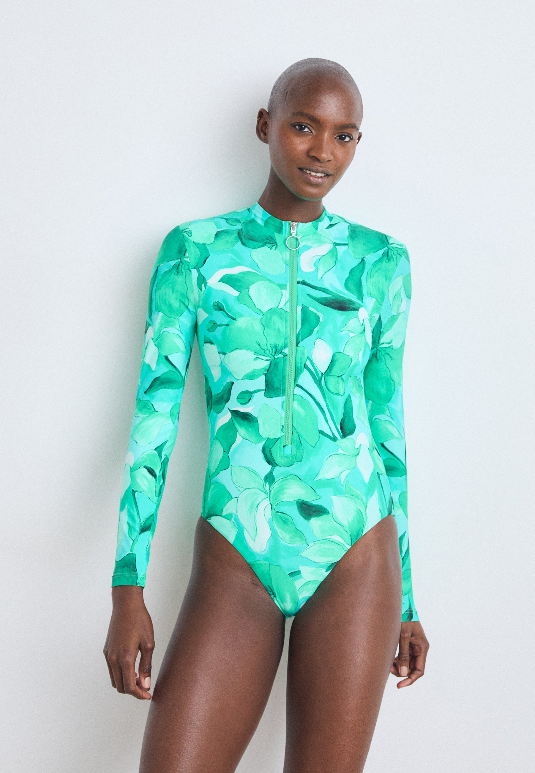 Seafolly SECRET GARDEN ZIP FRONT SURF SUIT - Swimsuit - jade/green