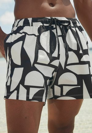 REGULAR FIT - Badeshorts - black on white