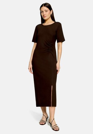 Cartoon, CARTOON MIT RAFFUNG MIDIKLEID - Robe fourreau - dunkelbraun