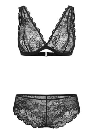 Cupshe ALLURING LACE LINGERIE SET IN RICH BURGUNDY SET - Slip - black  floral