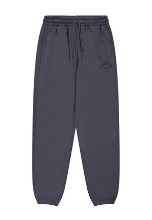 Dunkelgraue Jogginghosen aus weichem Stoff, mit einem elastischen Bund und Kordelzug, seitlichen Taschen und einem dezenten Logo.