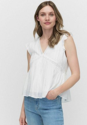 ADRIANA PRINTED RUFFLE - Pusero - white