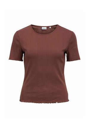 Object, OBERTEIL RUNDHALS - T-shirts med print - seal brown