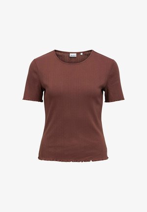 Object, OBERTEIL RUNDHALS - T-shirts med print - seal brown