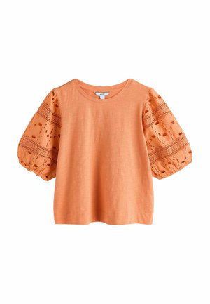 REGULAR FIT - BRODERIE SLEEVE CREW NECK   - Bluse - orange