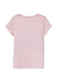 Korte mouwen, lichtroze T-shirt van zachte katoen. Heeft een ronde halslijn en een relaxed fit met netjes afgewerkte mouwen en onderrand.