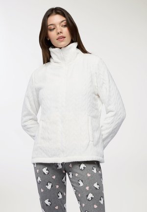 Felpa con zip - bianco lana