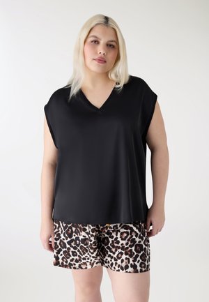 CON SCOLLO A V - Camicetta - nero