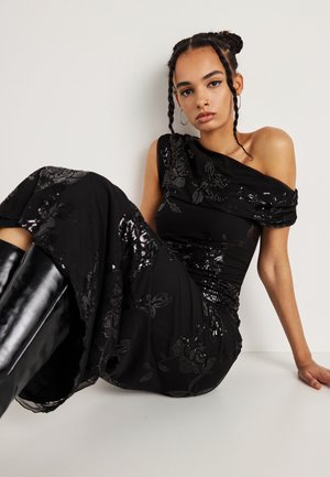 ASYMMETRIC SEQUIN DRESS - Robe de soirée - black