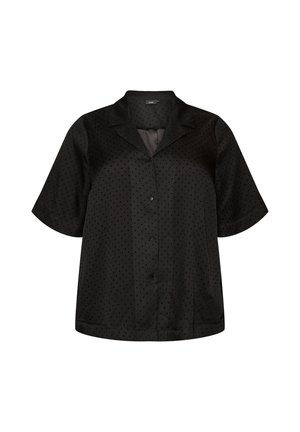 Zizzi, GEPUNKTETE HEMDBLUSE MIT REVERS - Blusa - schwarz