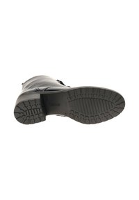 Stivaletto in pelle nera con suola testurizzata, dotato di punta arrotondata e battistrada robusto e decorato per una buona aderenza. Logo Gabor visibile.