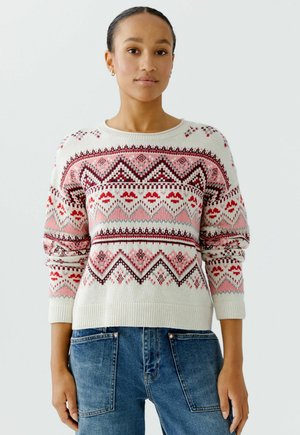 Strickpullover - white red