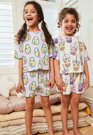 Next 2 PACK SHORT PYJAMA SET - Yöasusetti - lilac purple cream avocado bubble tea character