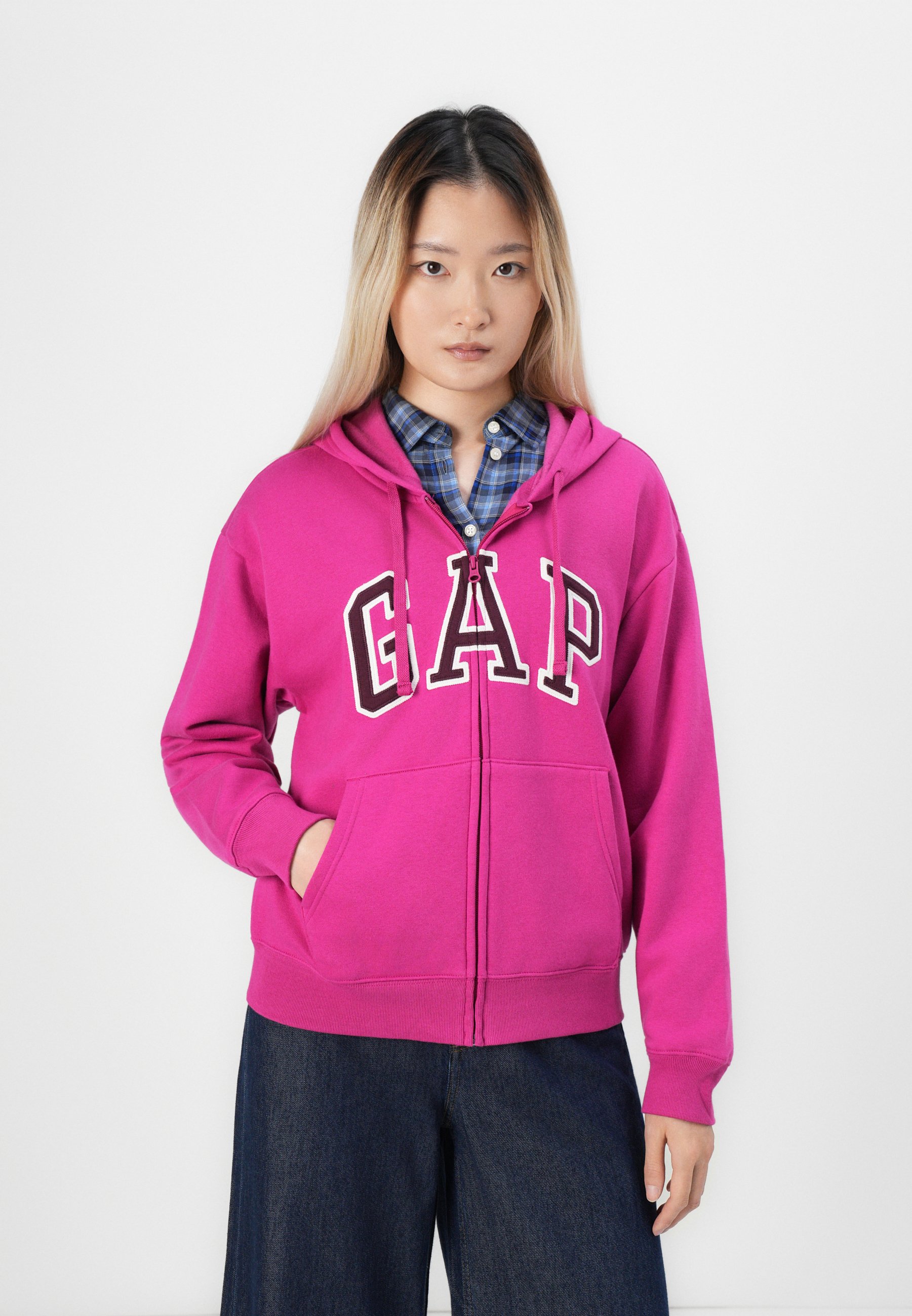 GAP HERITAGE - Zip-up sweatshirt - bright fuchsia/pink - Zalando.co.uk