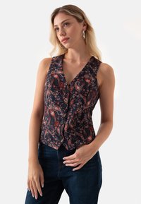 Just Like You PAISLEY PATTERNED BUTTON FRONT LINED - Weste - dark blue