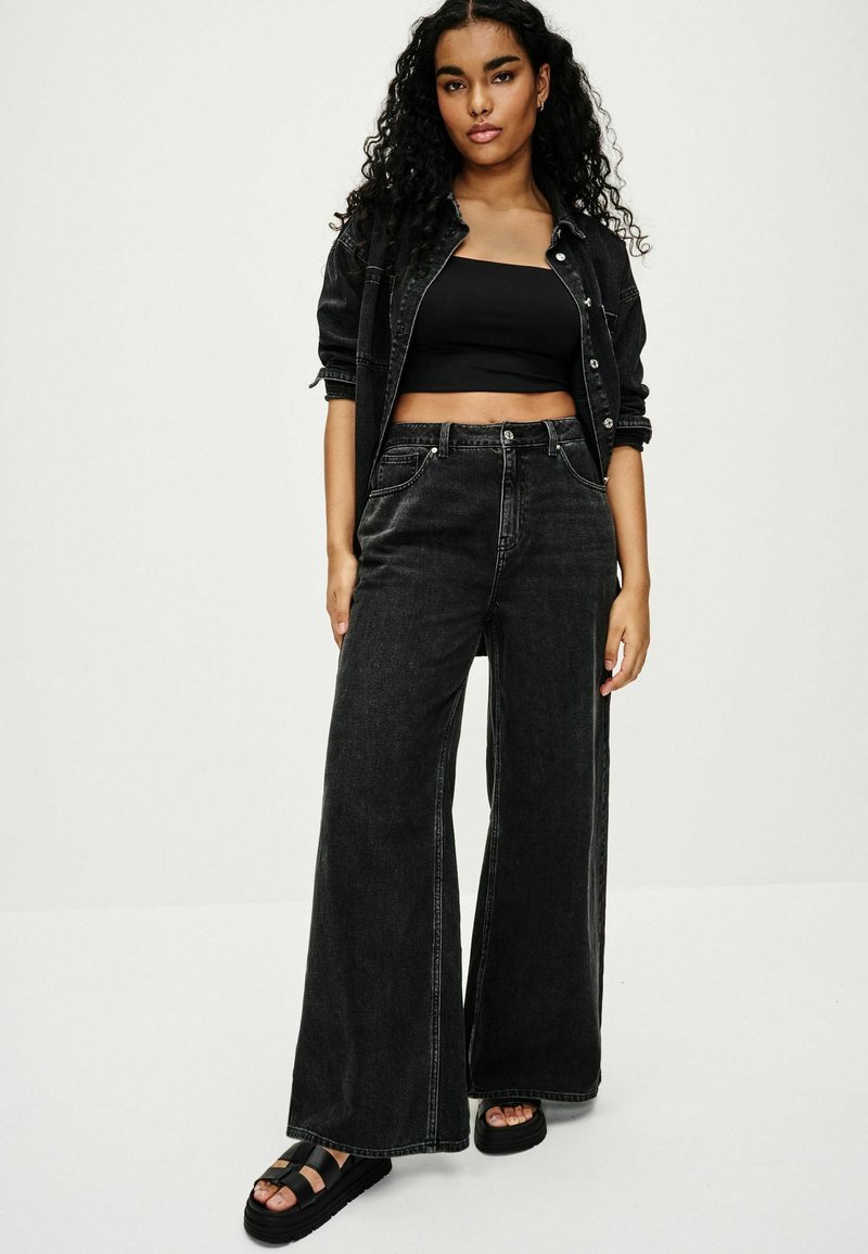 Next - WIDE LEG - Flared Jeans - washed black, Vergrößern