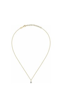 Delikat guldkæde med en lille dråbeformet klar ædelsten vedhæng og en justerbar lås.