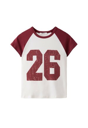 Stradivarius, PRINTED SHORT SLEEVE T-SHIRT - T-shirt imprimé - mottled dark red