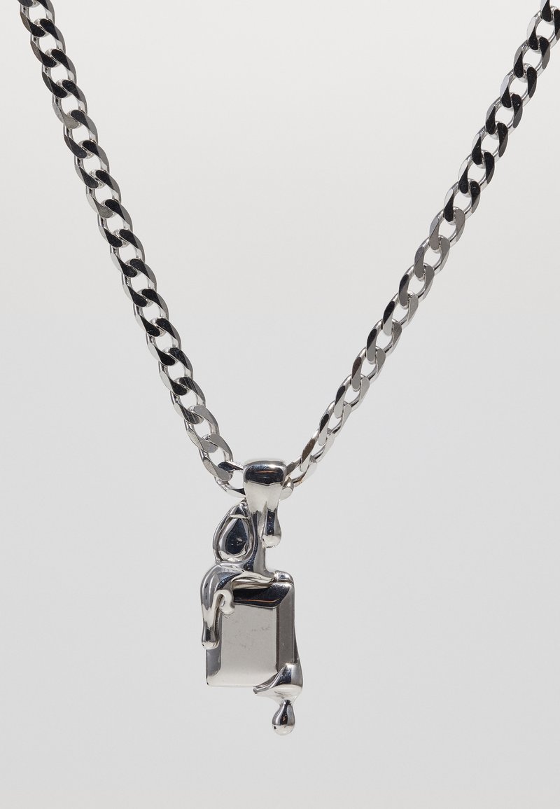 Alan Crocetti HARD MELT CURB CHAIN NECKLACE UNISEX - Náhrdelník - rhodium