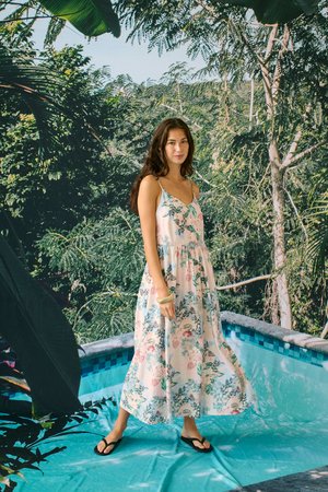 Culture, CULOTUS GREECE STRAP DRESS - Nappali ruha - whitecap blue leaf