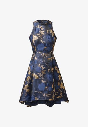 Adrianna Papell, RUFFLE JACQUARD DRESS - Vestito elegante - navy gold