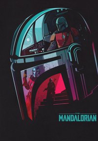 Henry Tiger STAR WARS MANDALORIAN HELMET REFLECTION - Triko s potiskem - black